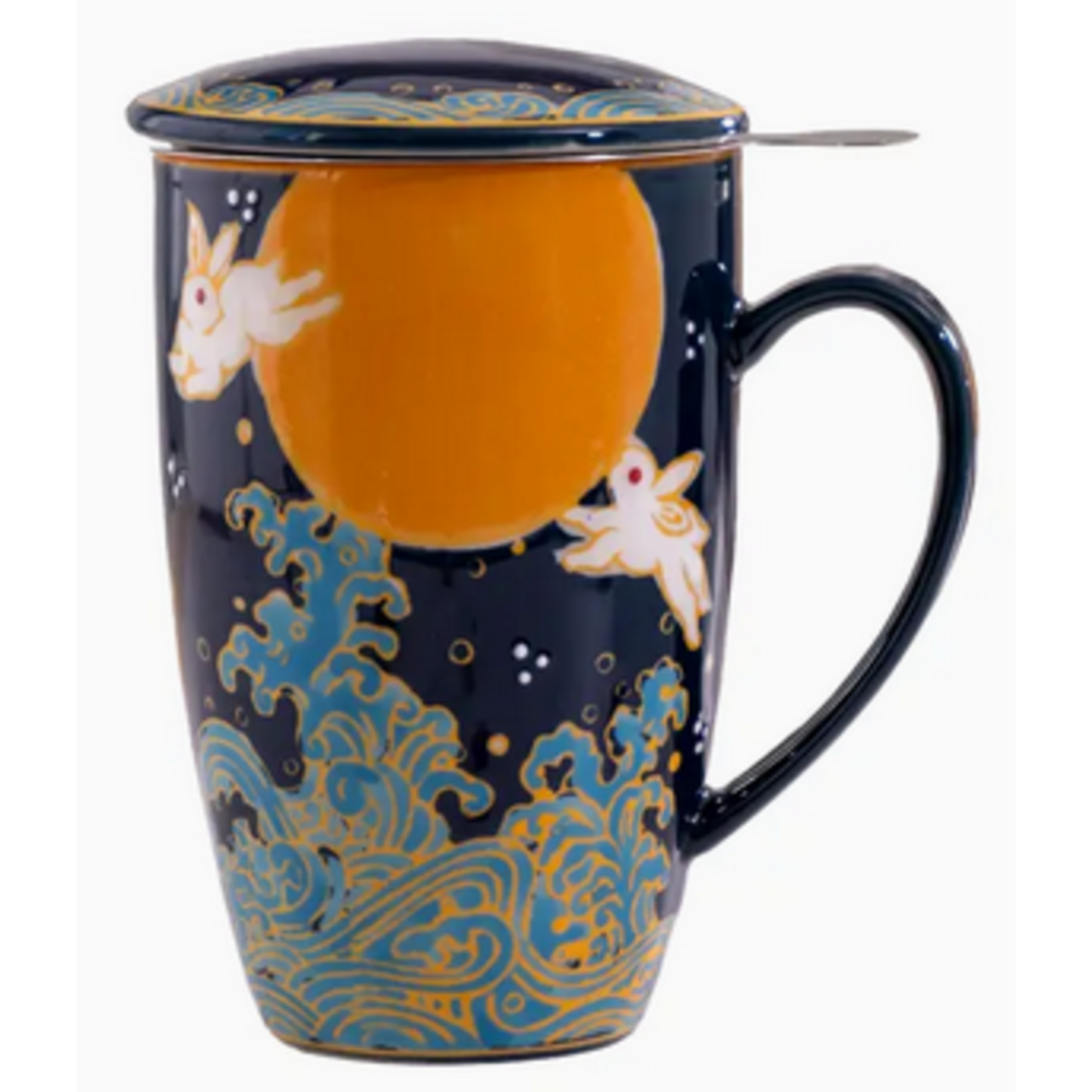 Mug - Porcelain with Infuser and Lid - 12oz - Moon Rabbit