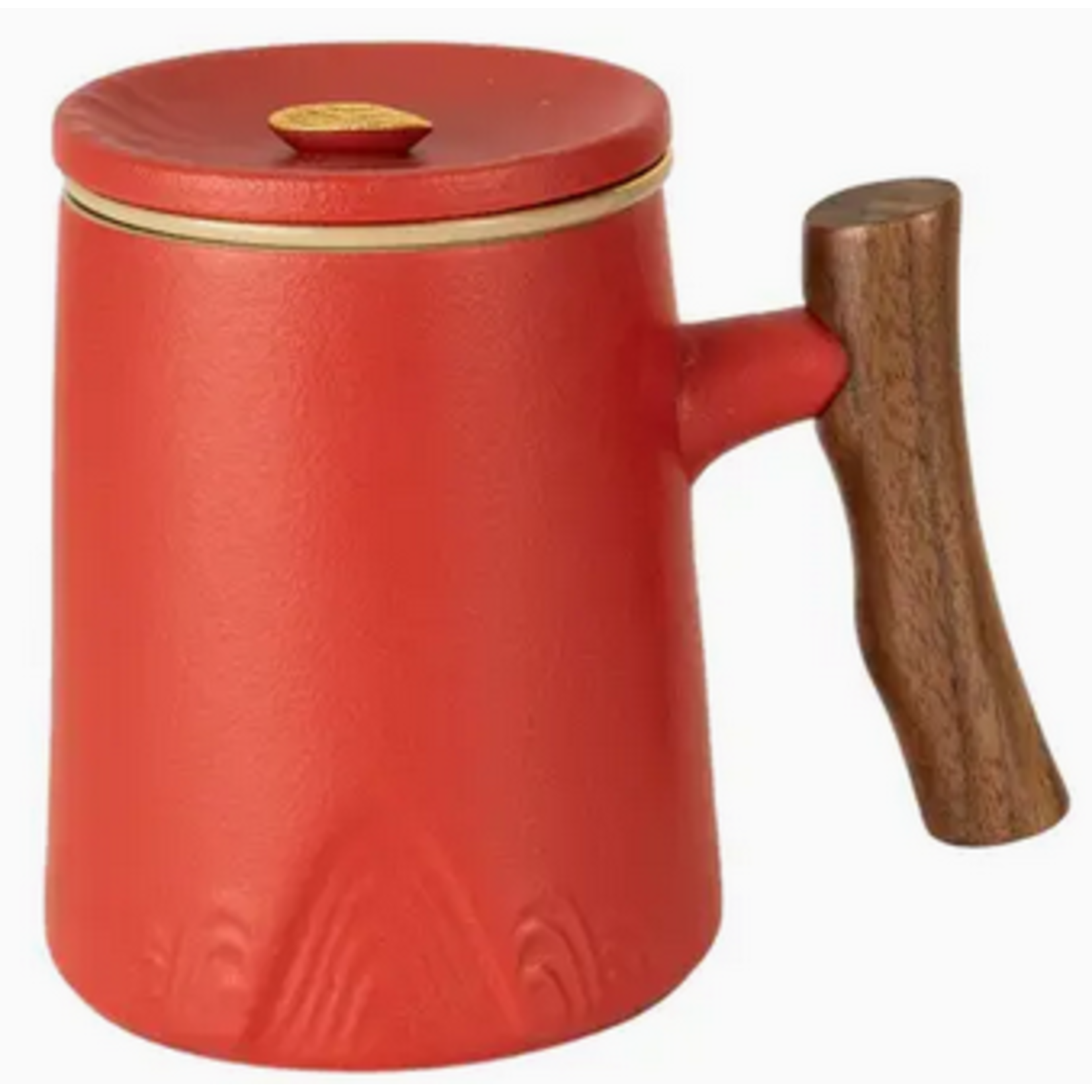 Mug - Porcelain with Infuser and Lid - 12oz - Red
