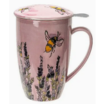 Mug - Porcelain with Infuser and Lid - 12oz - Spring Honeybee