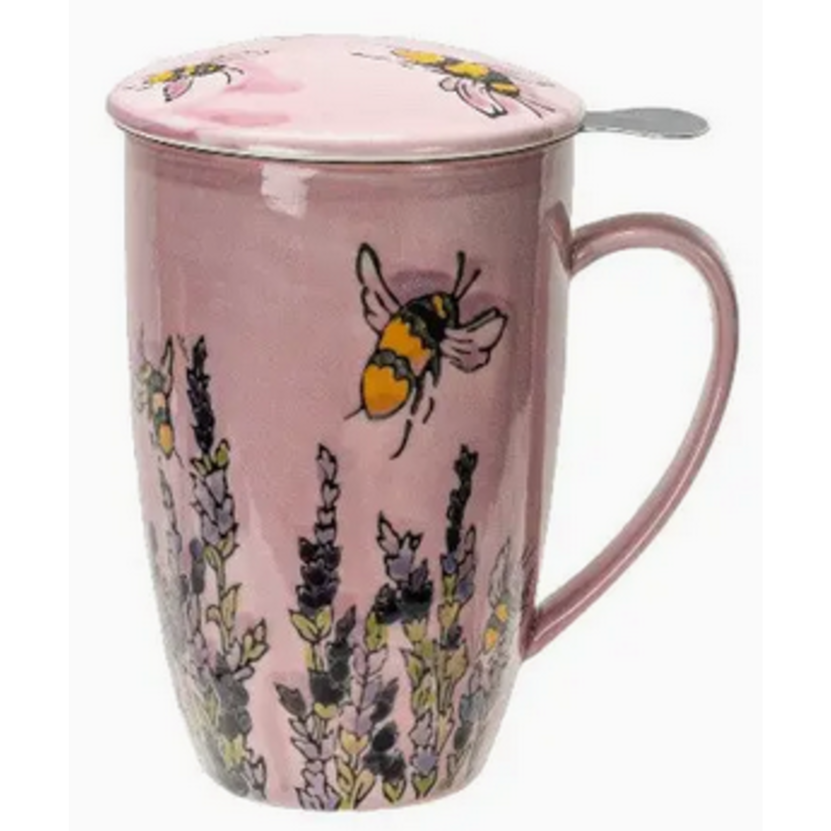 Mug - Porcelain with Infuser and Lid - 12oz - Spring Honeybee