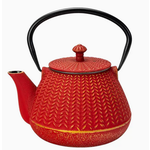 Teapot - Cast Iron Chevron - 32oz - Red