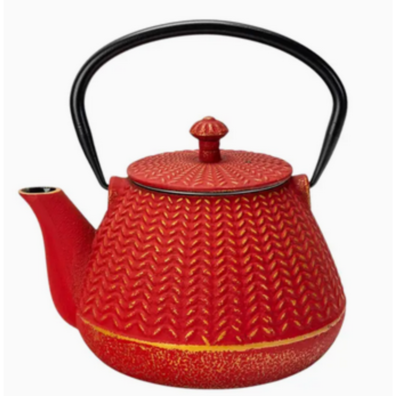 Teapot - Cast Iron Chevron - 32oz - Red