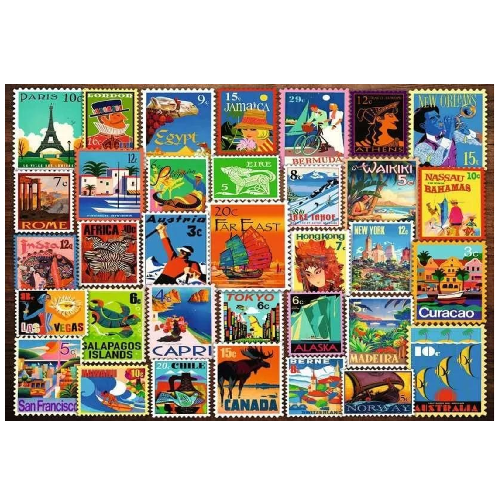 Travel Stamps 200 Piece Puzzle