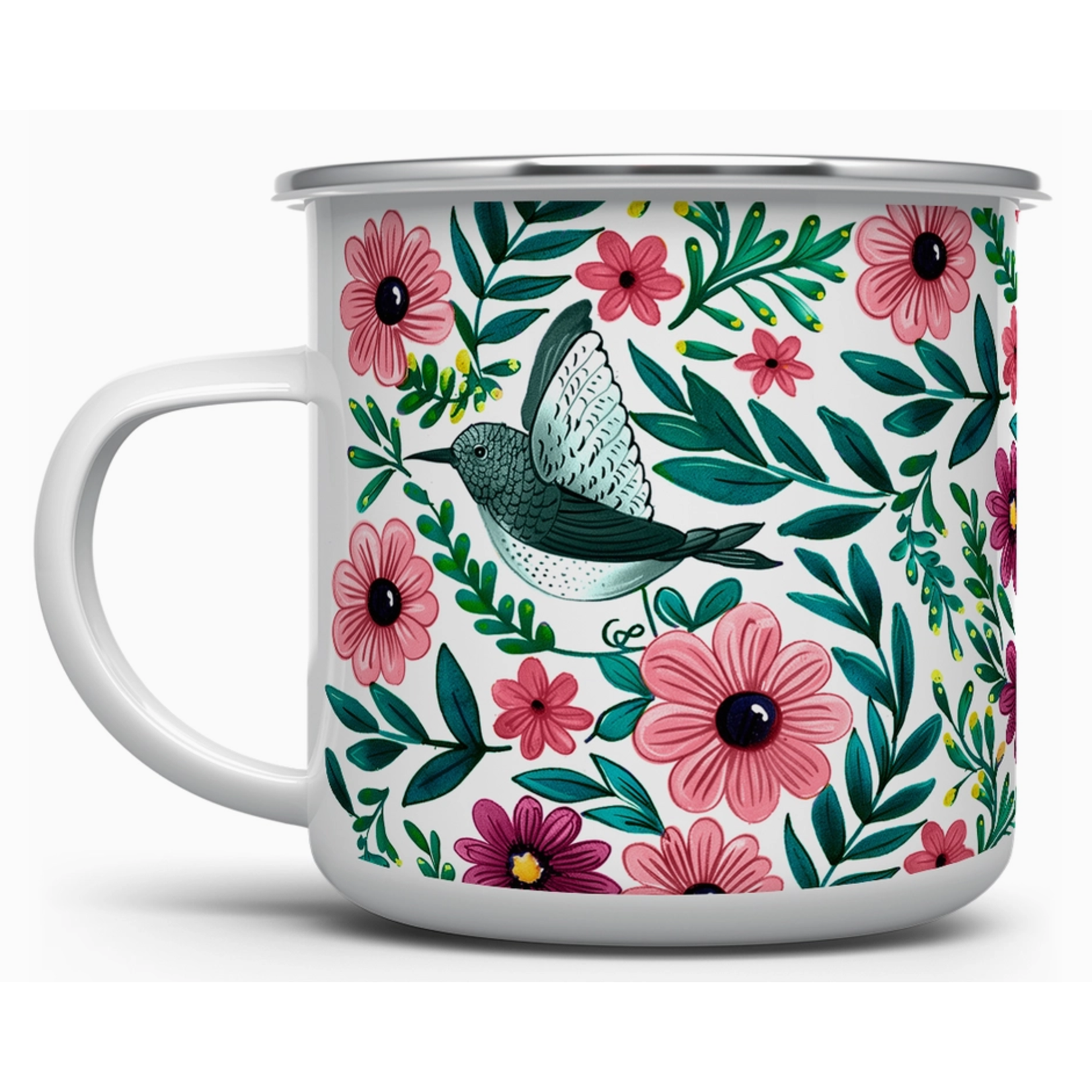 Camp Mug - Enamel Hummingbrid - 16oz