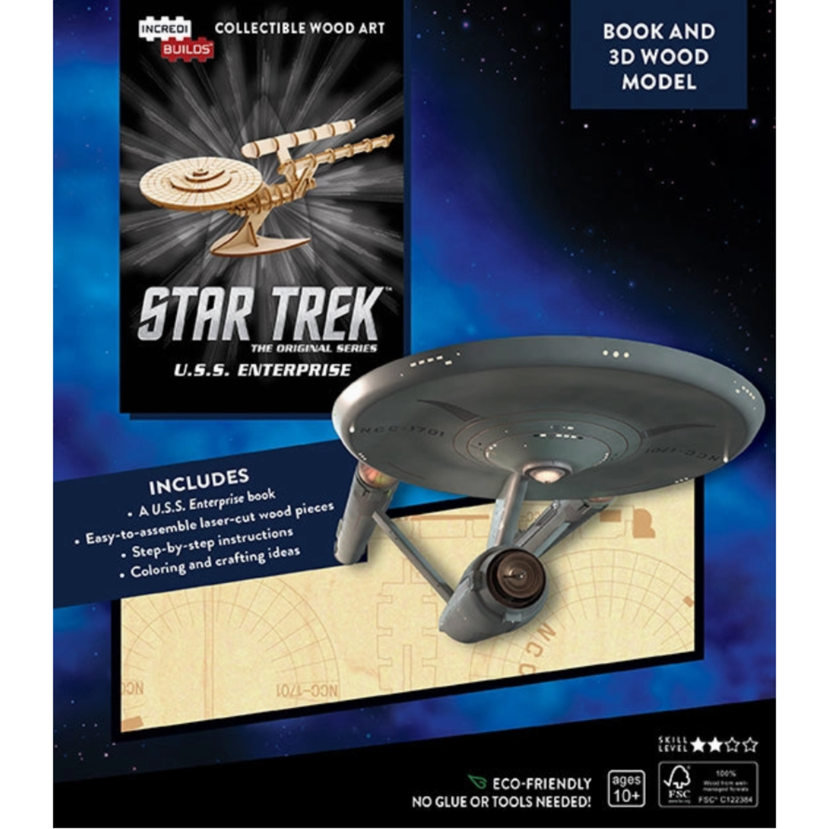 IncrediBuilds - Star Trek - U.S.S. Enterprise Book and 3D Wood Model