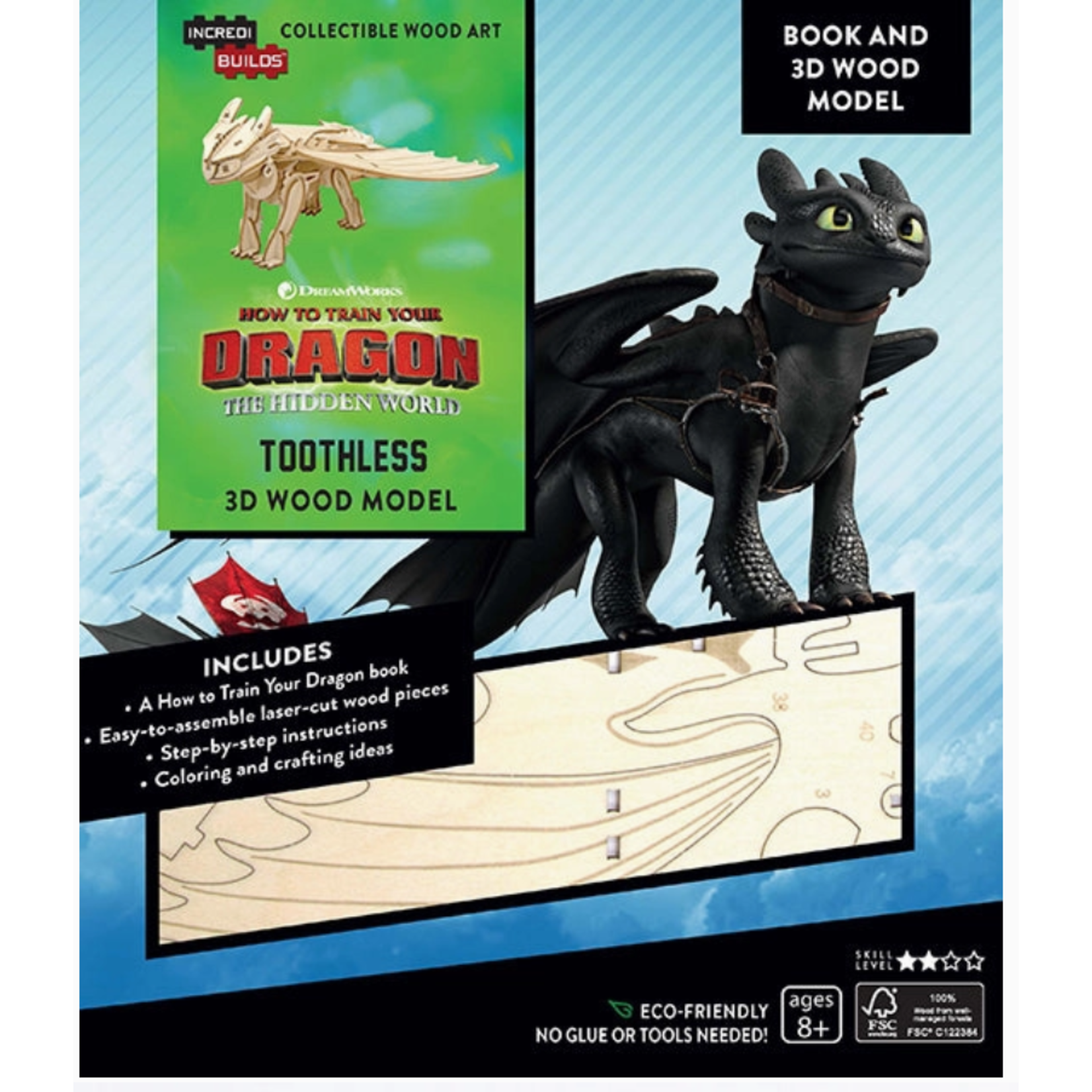 IncrediBuilds - DreamWorks Dragons Book and 3D Wood Model