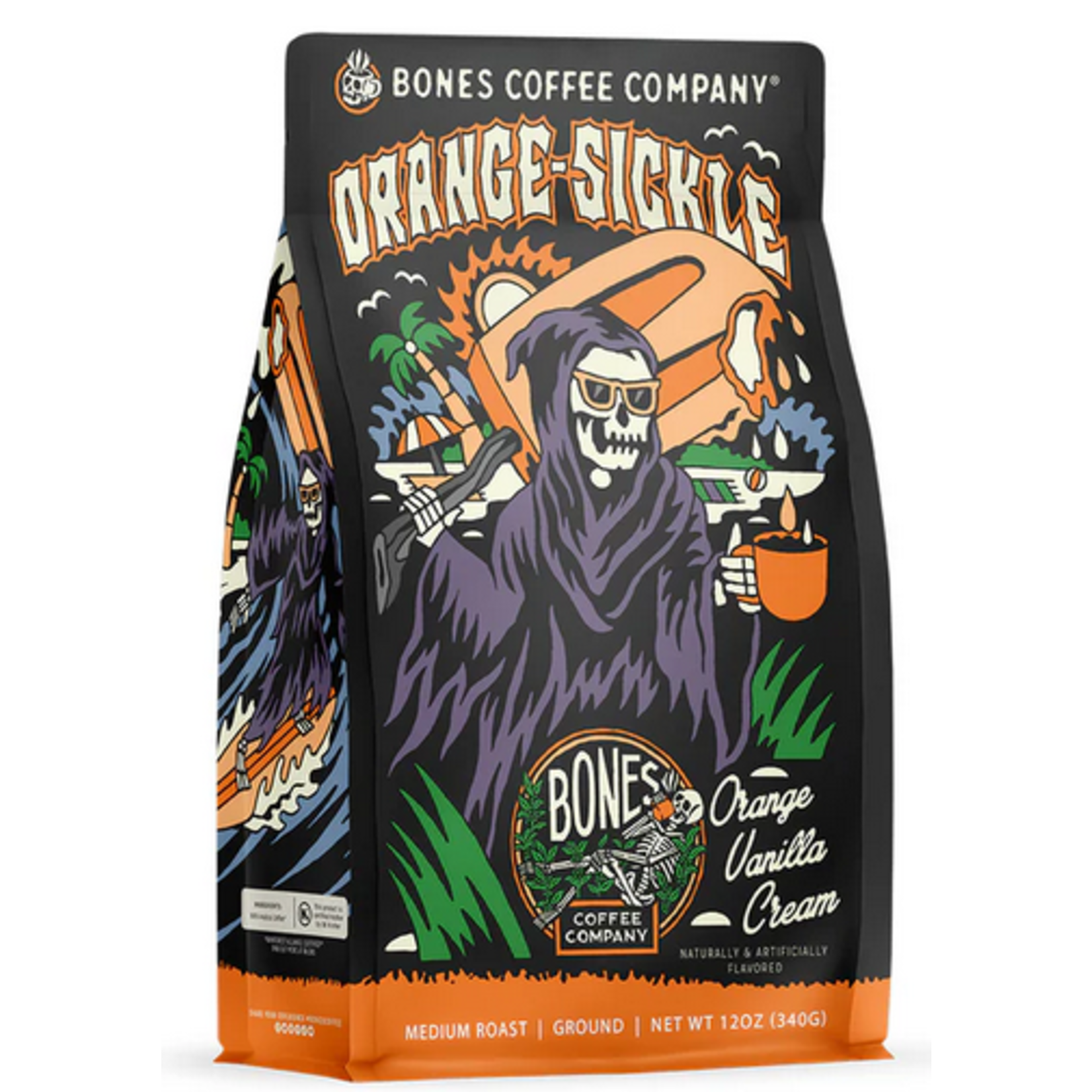 Bones Coffee: Orange Sickle 12oz Ground Coffee