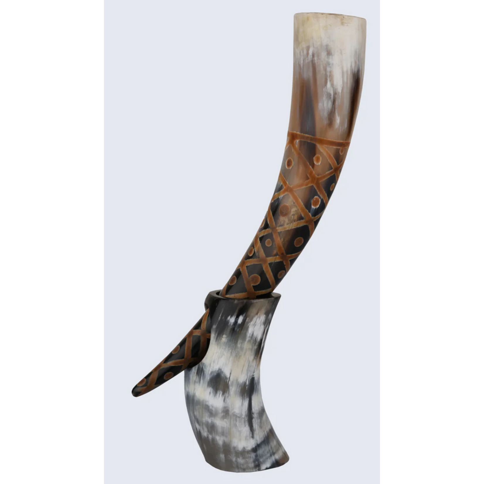 Viking Drinking Horn with Stand - Burnt - 14in
