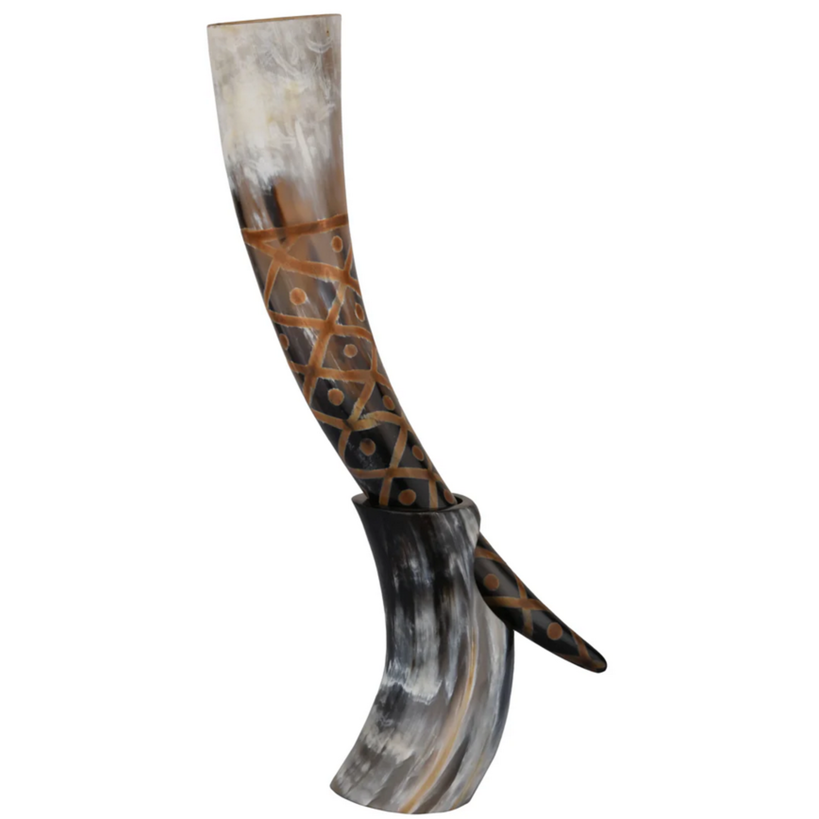 Viking Drinking Horn with Stand - Burnt - 14in