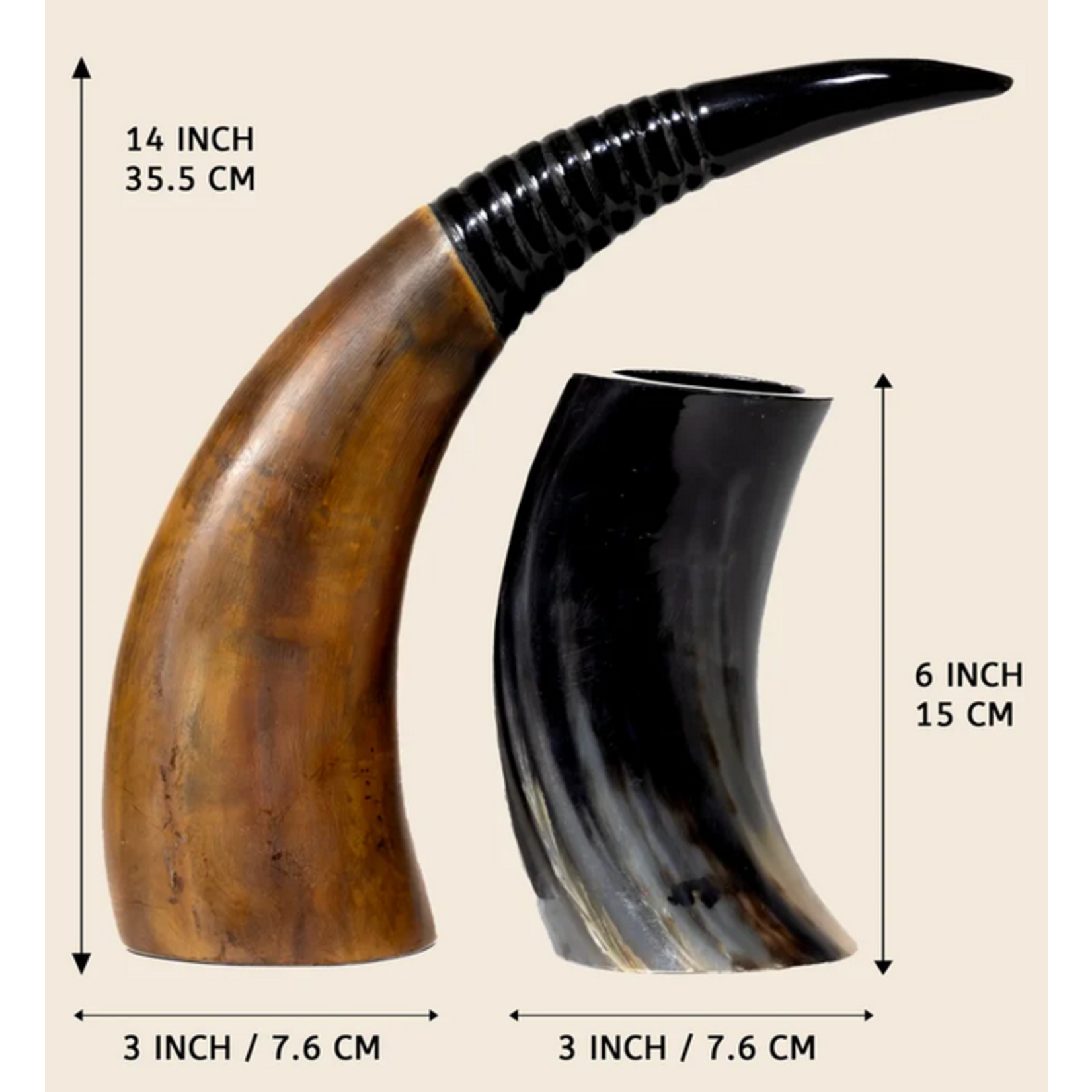 Viking Drinking Horn with Stand - Auger Black Brown - 14in