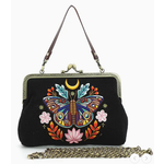 Handbag - Vintage Kisslock Embroidered Moon Moth