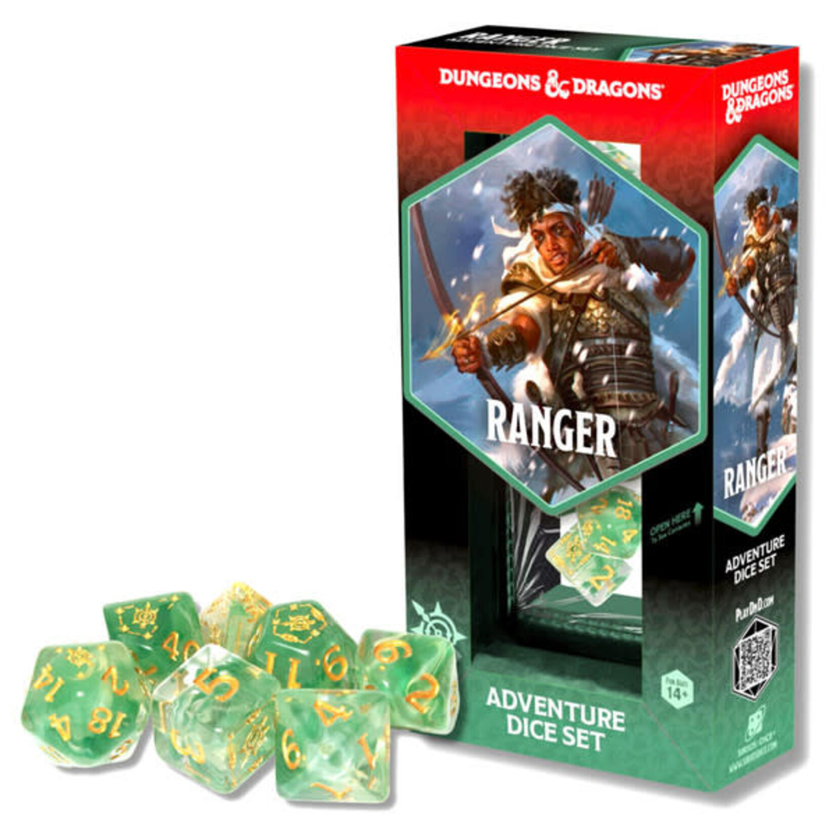 D&D Adventure Dice: Ranger 2025 Refresh (14 White / Green Dice)