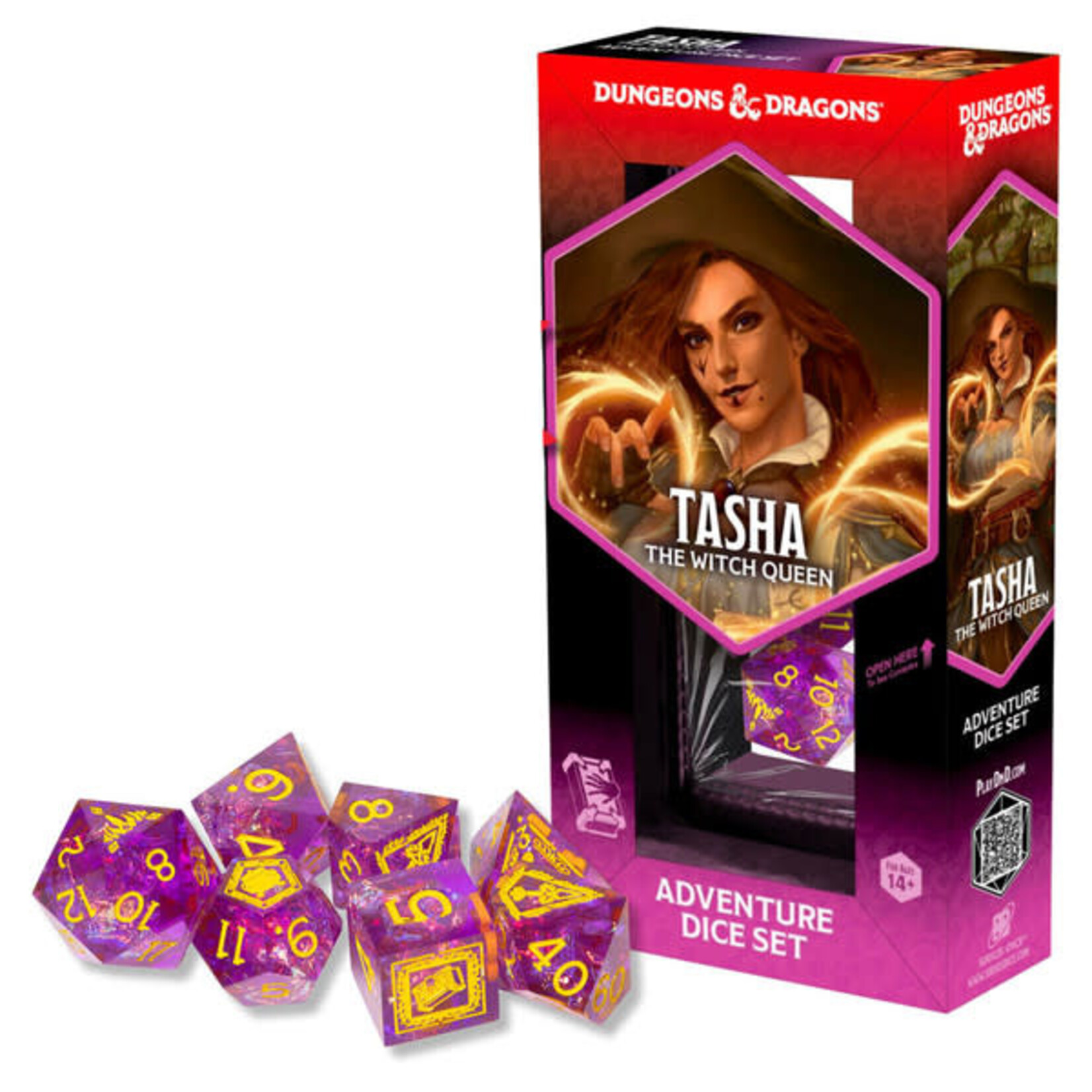 D&D Adventure Dice: Tasha the Witch Queen 2025 (7 Sharp-Edged Dice Set)
