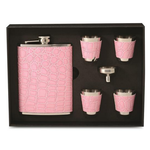 Wrap-Art Inc Flask Gift Set - Stainless Steel and Pink Faux Alligator