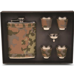Wrap-Art Inc Flask Gift Set - Stainless Steel and Camouflage Faux Leather