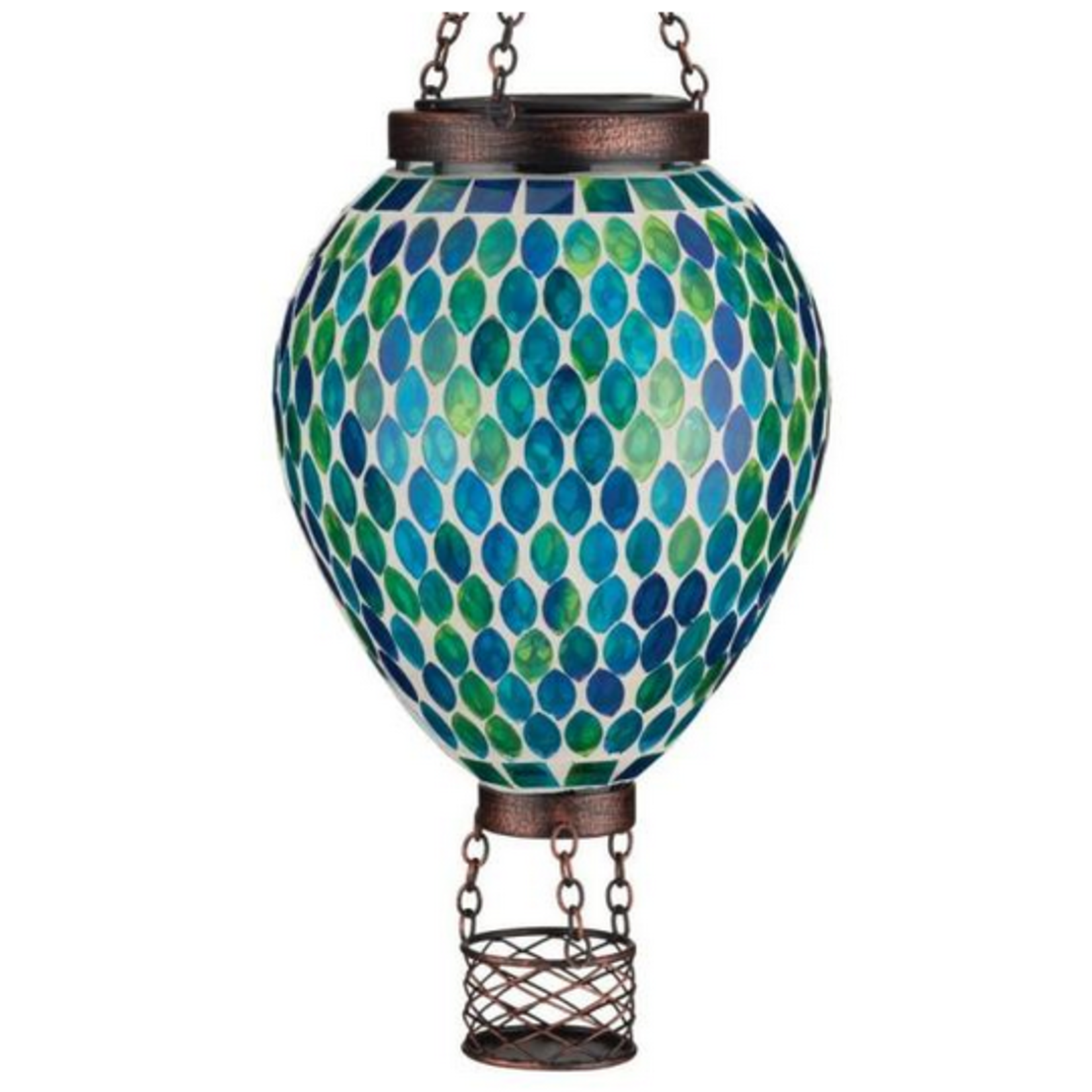 Regal Arts & Gifts Hot Air Balloon Mosaic Solar Lantern - Blue