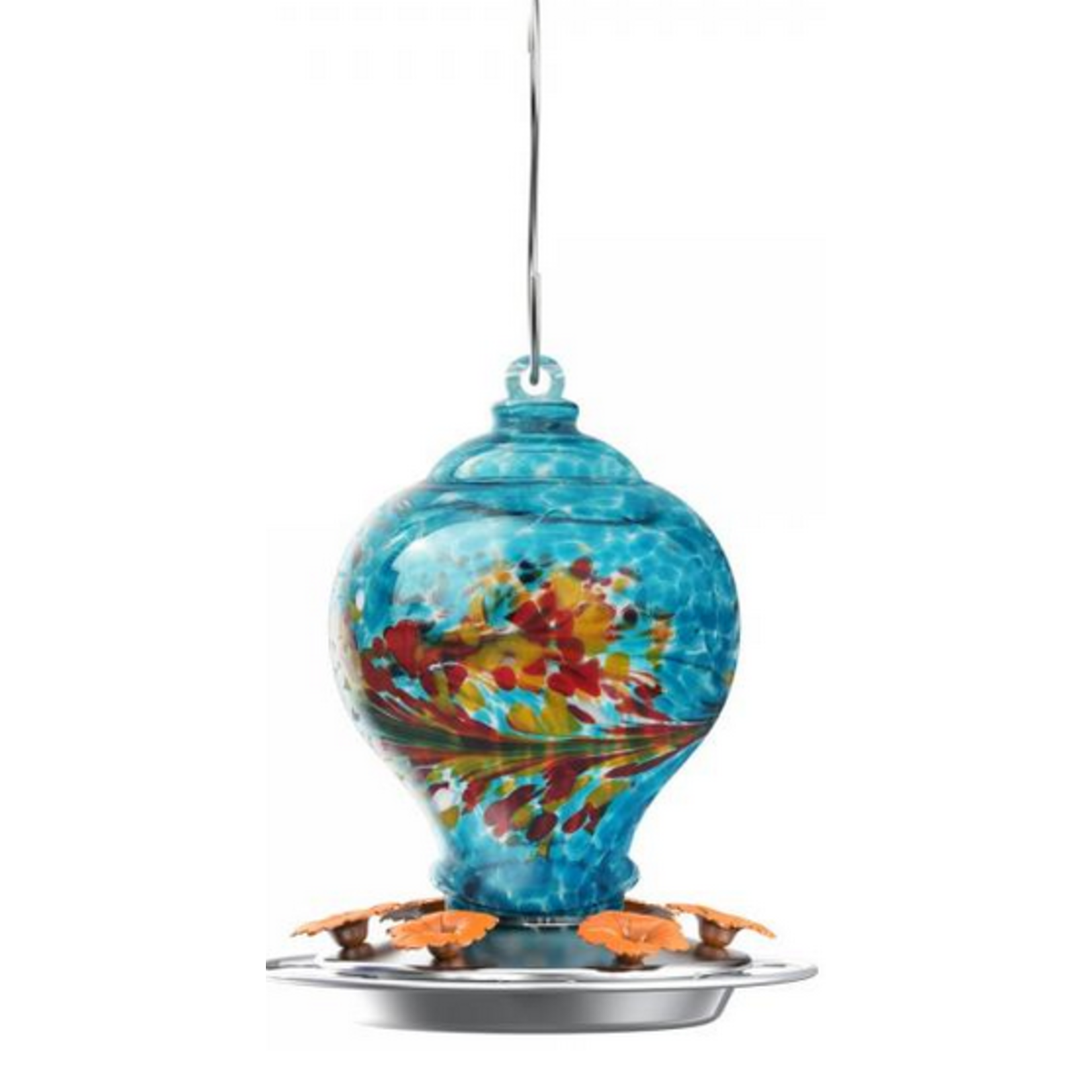 Artisan Glass Hummingbird Feeder - Blue - 28oz