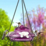 Antique Top Glass Hummingbird Feeder - Purple - 14oz