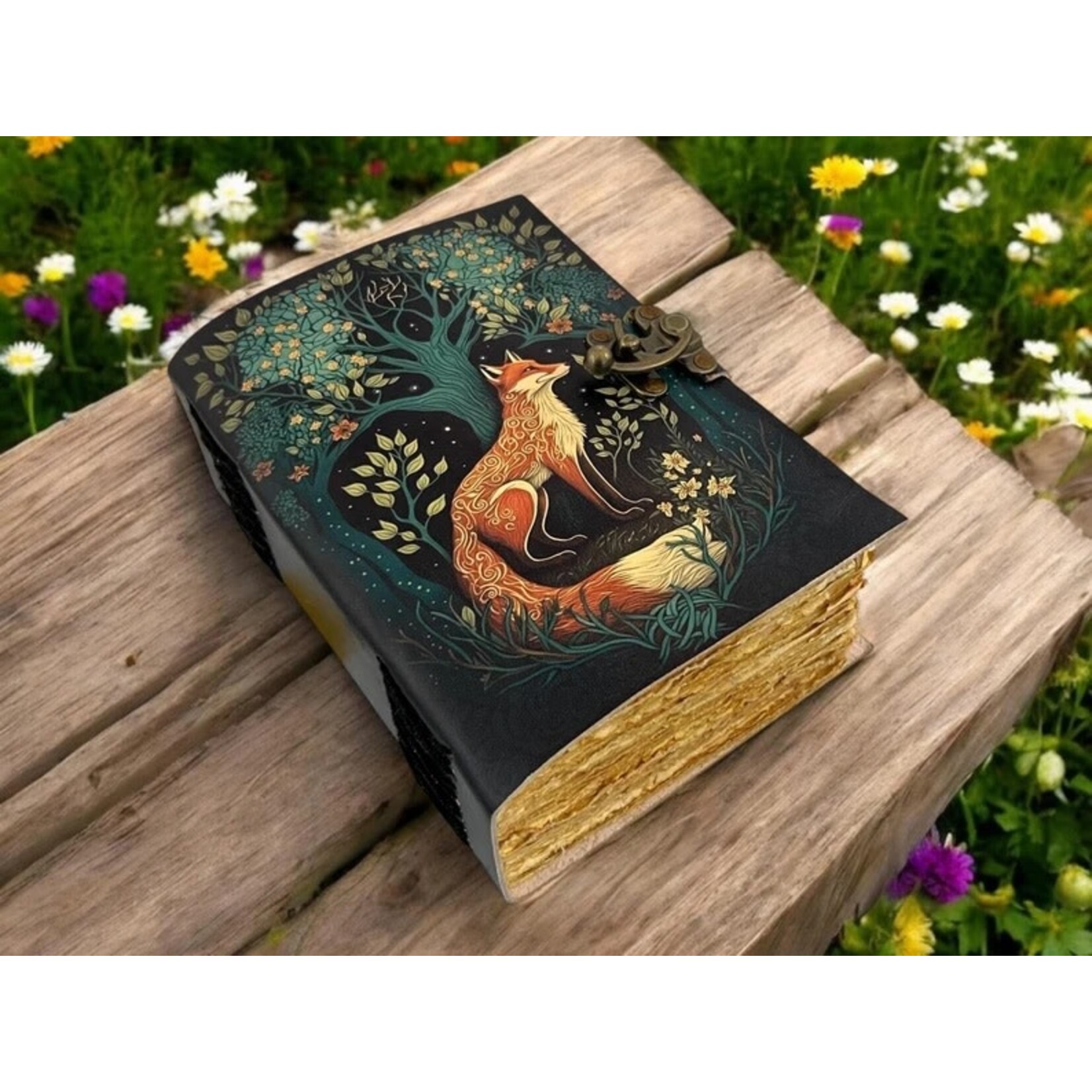 Billion Brothers Leather Journal: Vintage Celtic Fox Print 5 x 7