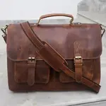 Billion Brothers Messenger Bag - Classic Brown Leather - Large 18 x 4 x 13