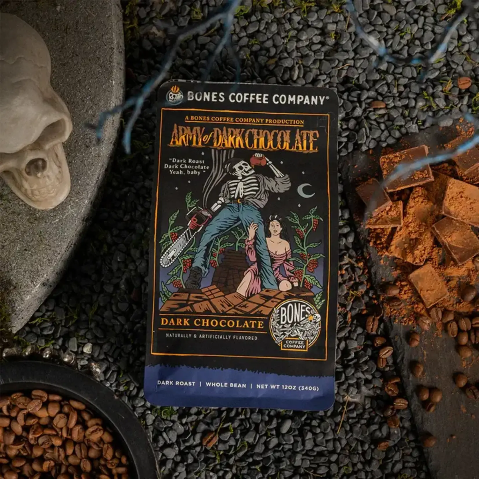 Bones Coffee: Decaf Army of Dark Chocolate 12oz Ground Coffee