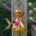 Luna Lite Glass Vase Hummingbird Feeder - Mercury