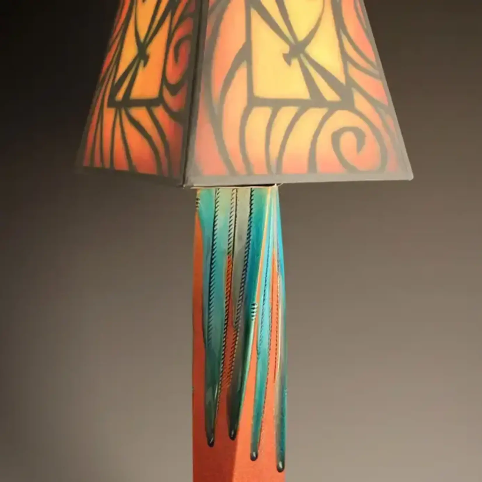 Lamp - Brown Dragonfly  - Twisted Red