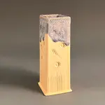 Short Square Bud Vase - Indigo/White