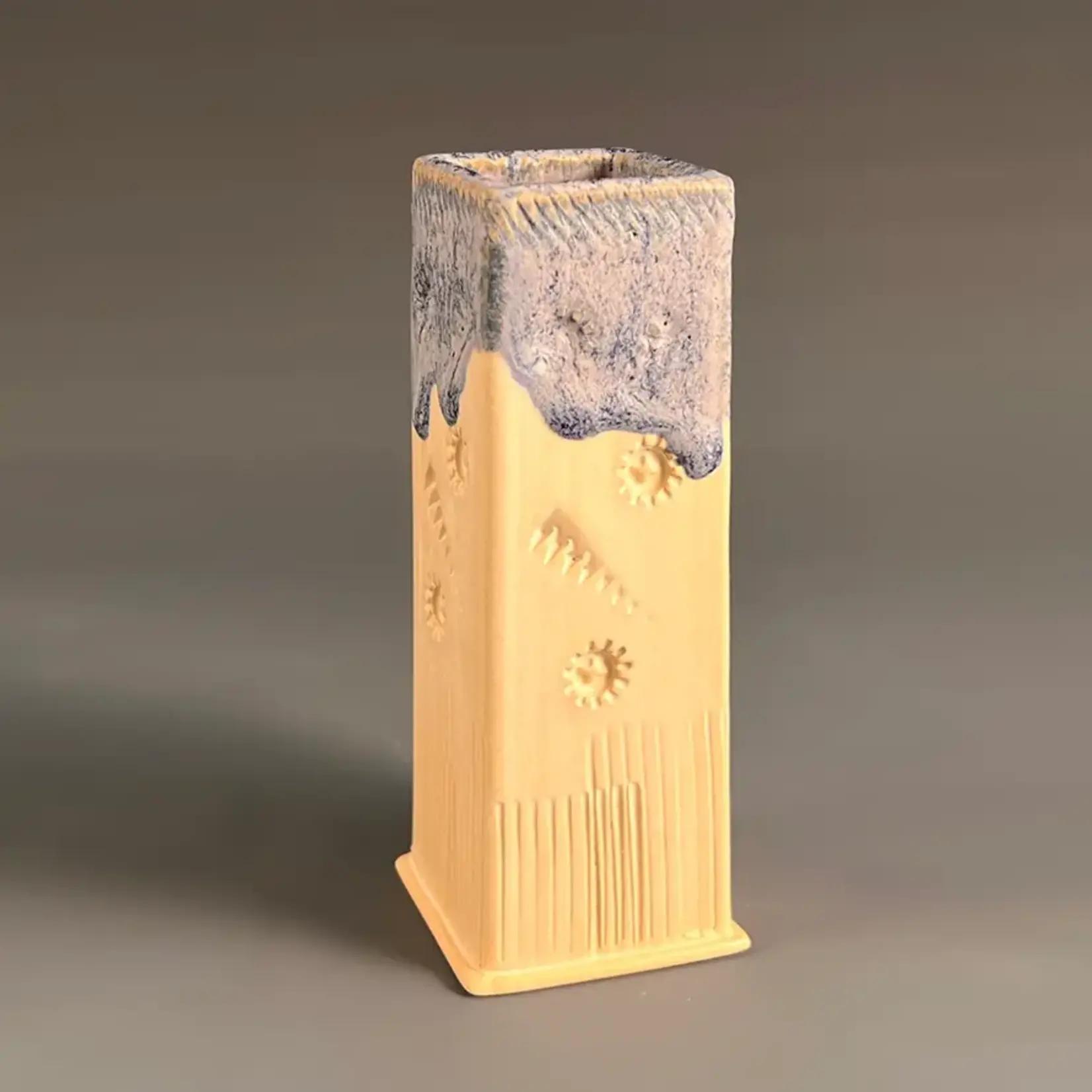 Short Square Bud Vase - Indigo/White