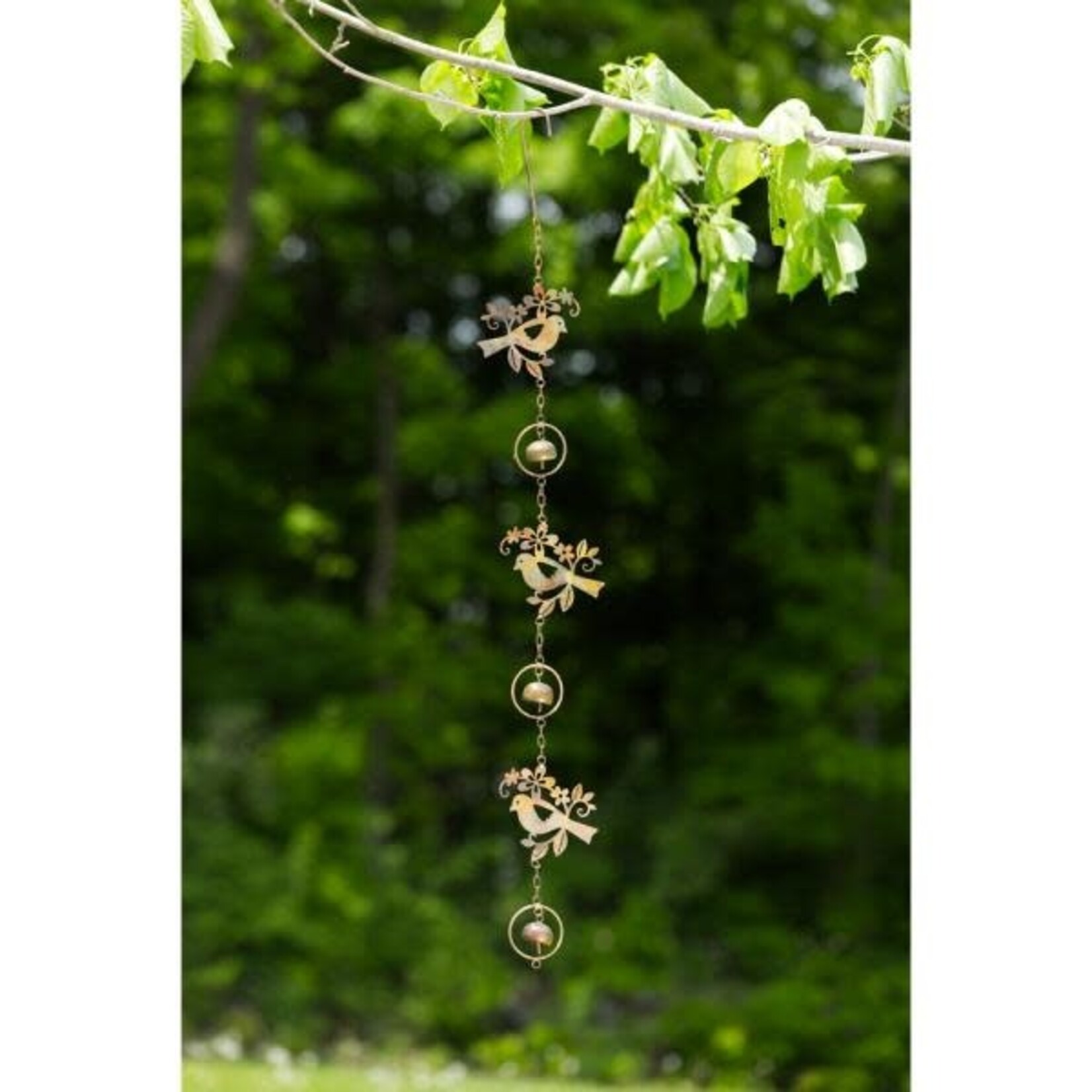 Flamed Triple Birds with Bells Ornament