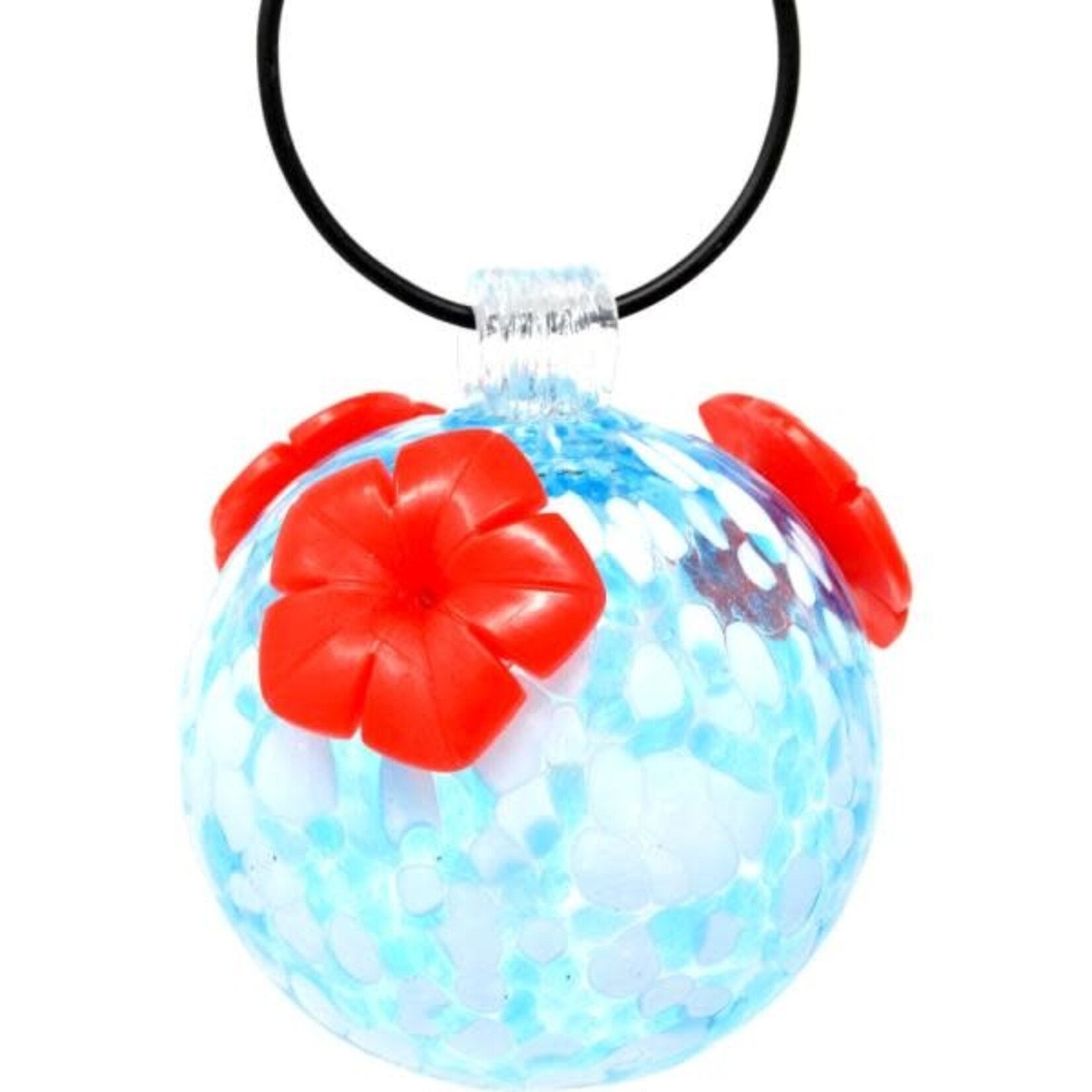 Glass Hummingbird Feeder - Blue & White