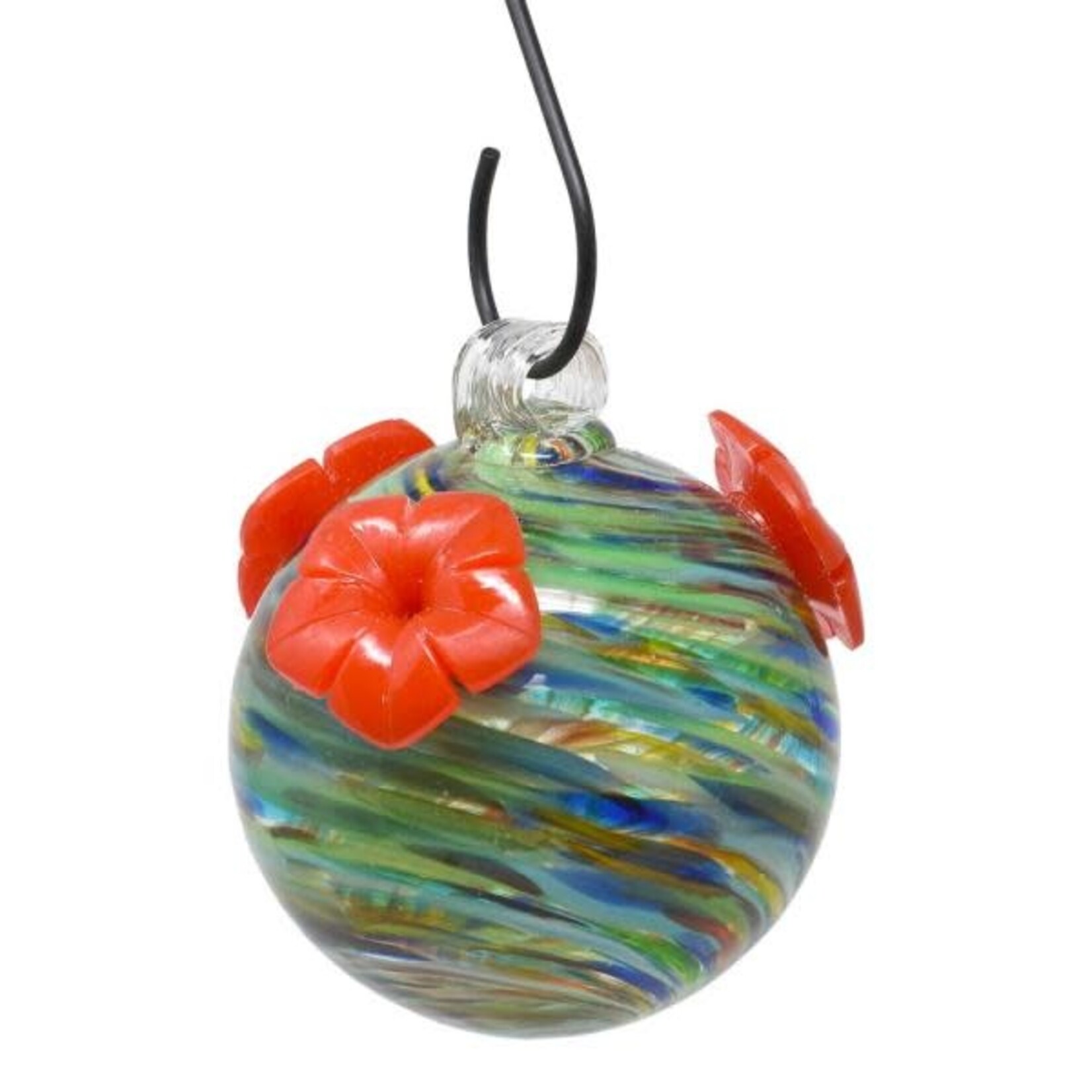 Glass Hummingbird Feeder - Ocean Swirls