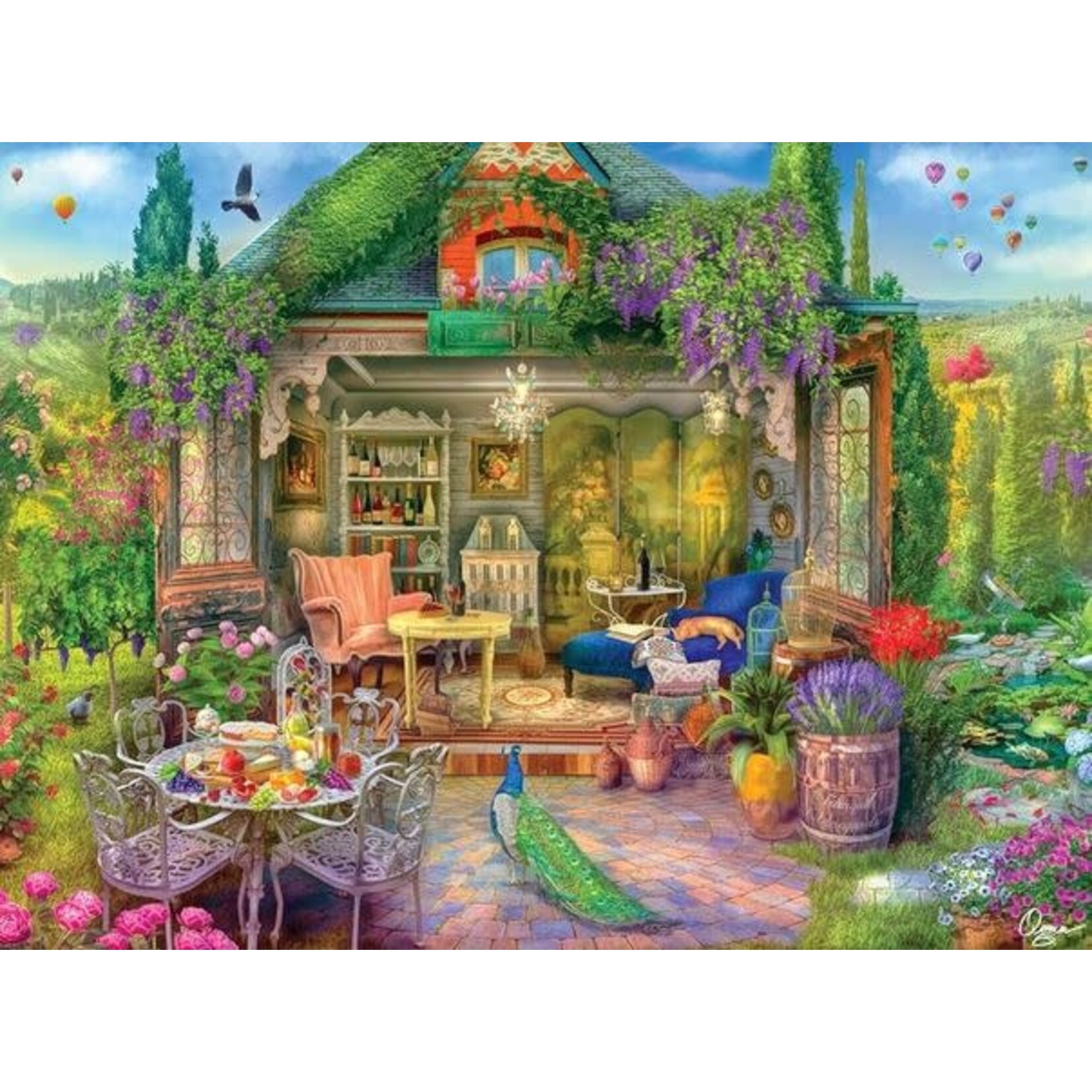 #11498 Peacock Palace 1000 Piece Puzzle Dragon Cache Used Game