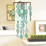 Chime - Capiz Aqua with Wood Beads