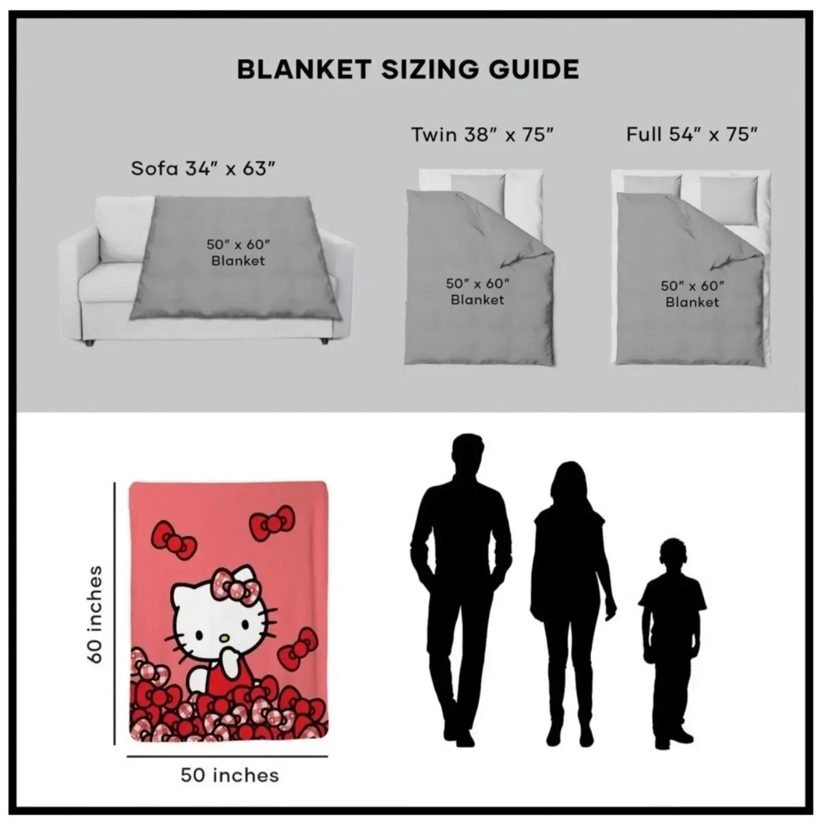Faux Fur Throw Blanket: Hello Kitty Country Bows 50 x 60