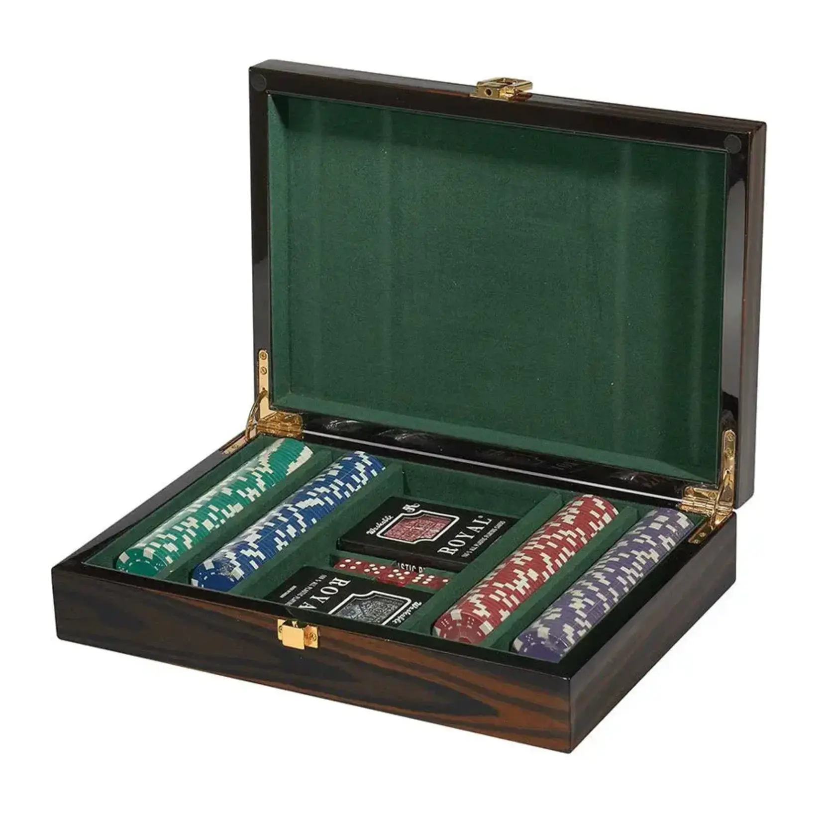 #11376 Poker case with 2 decks of cards and 232 chips Dragon cache used game