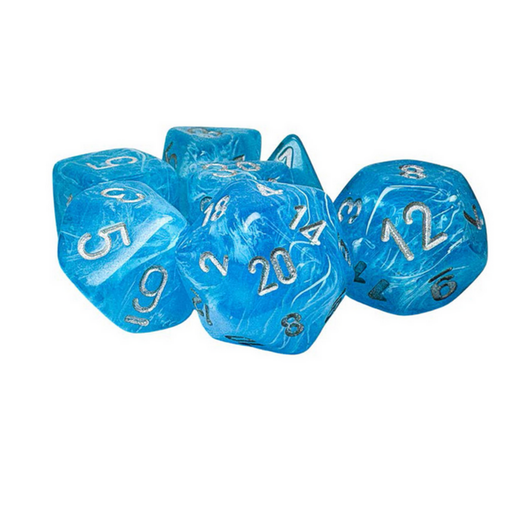 7-set Mega Hedrals: Luminary Sky/Silver Polyhedral Dice Set