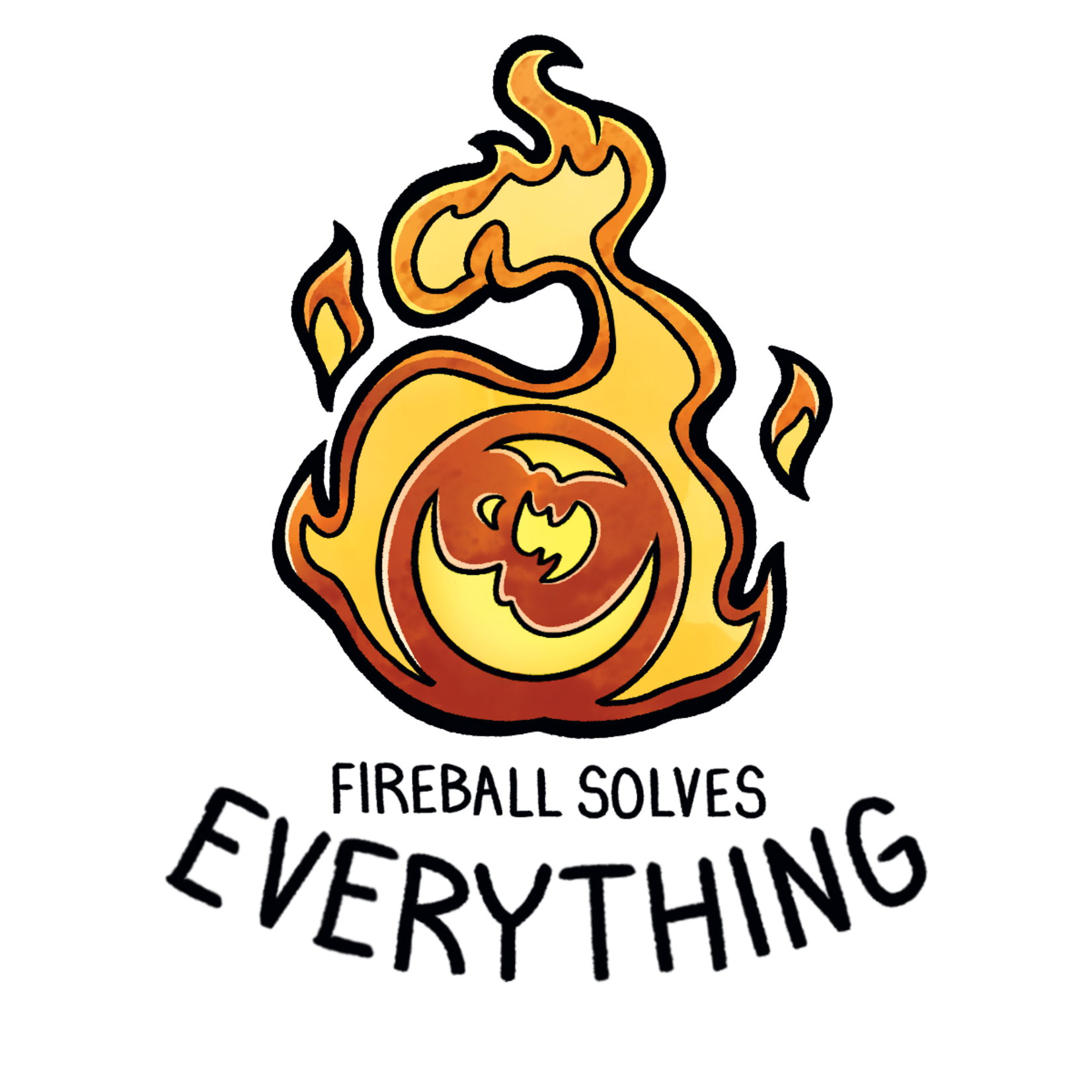 A.H. Stickers Sticker: Fireball Solves Everything