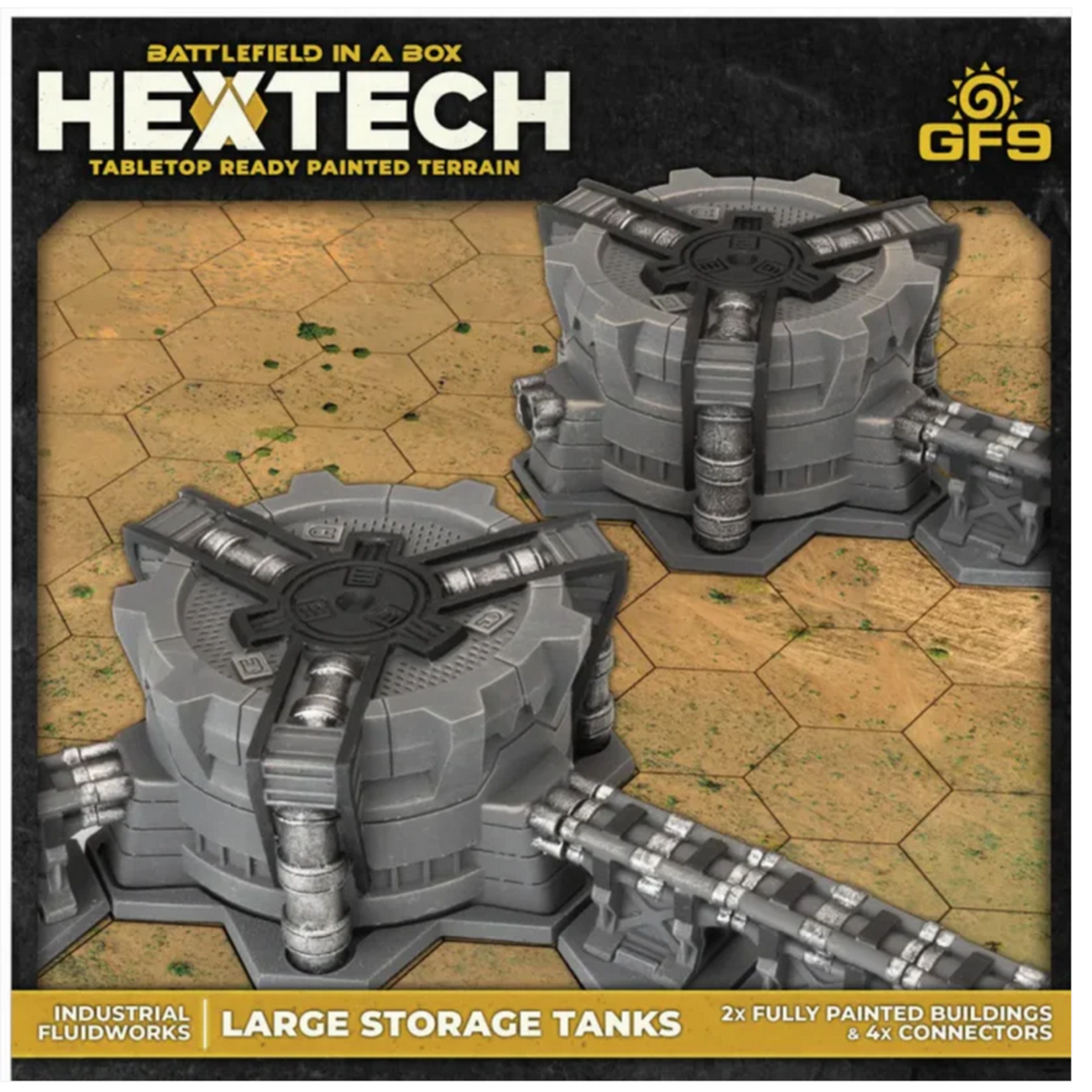 Hextech Terrain- Wave 11- Industrial Fluidworks- Large Storage Tanks (x2) Battlefield in a Box