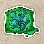 Kingdom of Threads Sticker: Gelatinous Cube Die - 3"