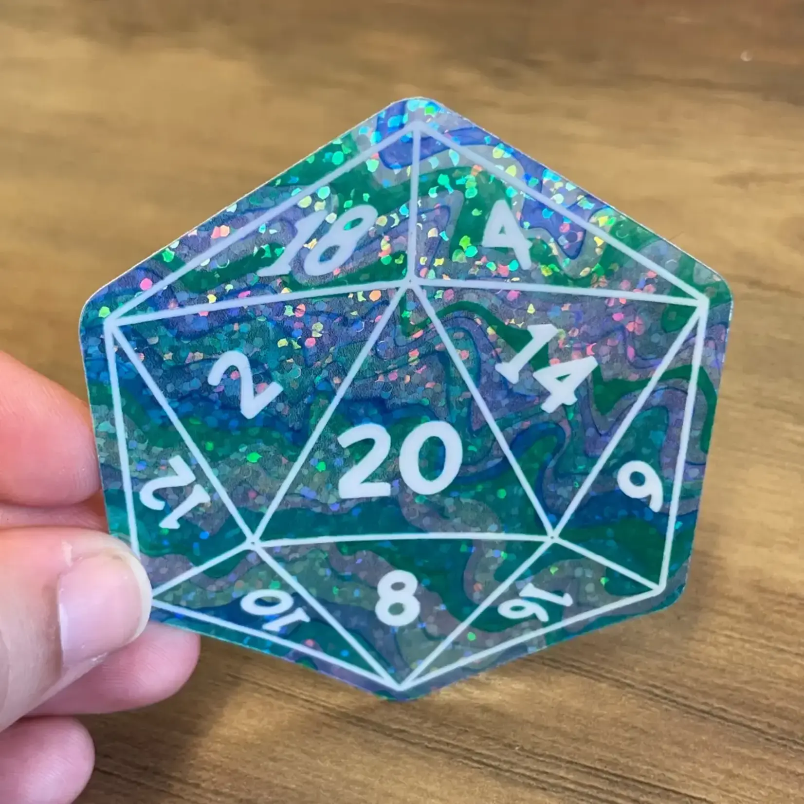 Kingdom of Threads Sticker: Holographic D20 - 3"