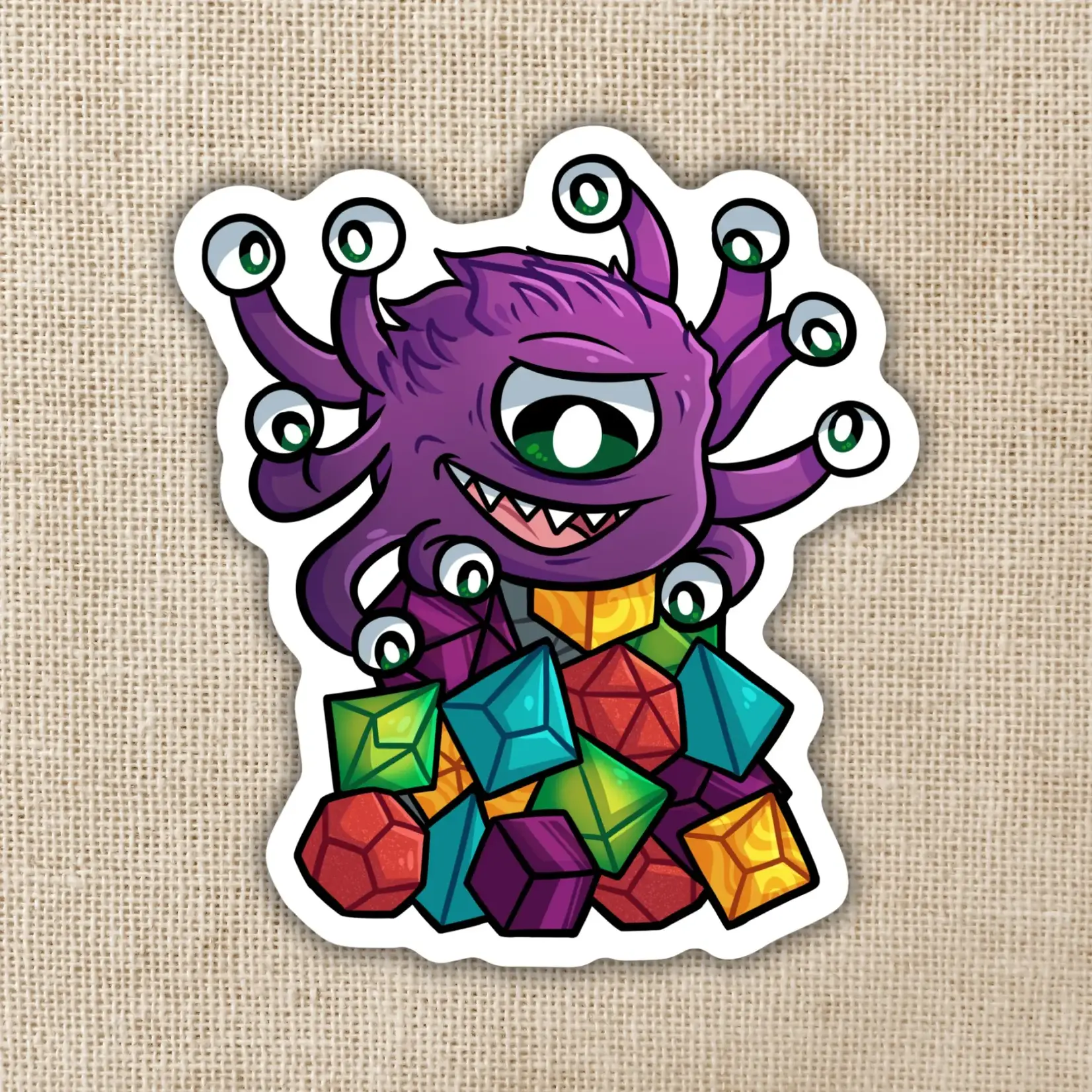Kingdom of Threads Sticker: Beholder Dice - 3"