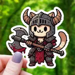 Mimic Gaming Co Sticker: Bloody Cat Barbarian TTRPG Inspired - 3"