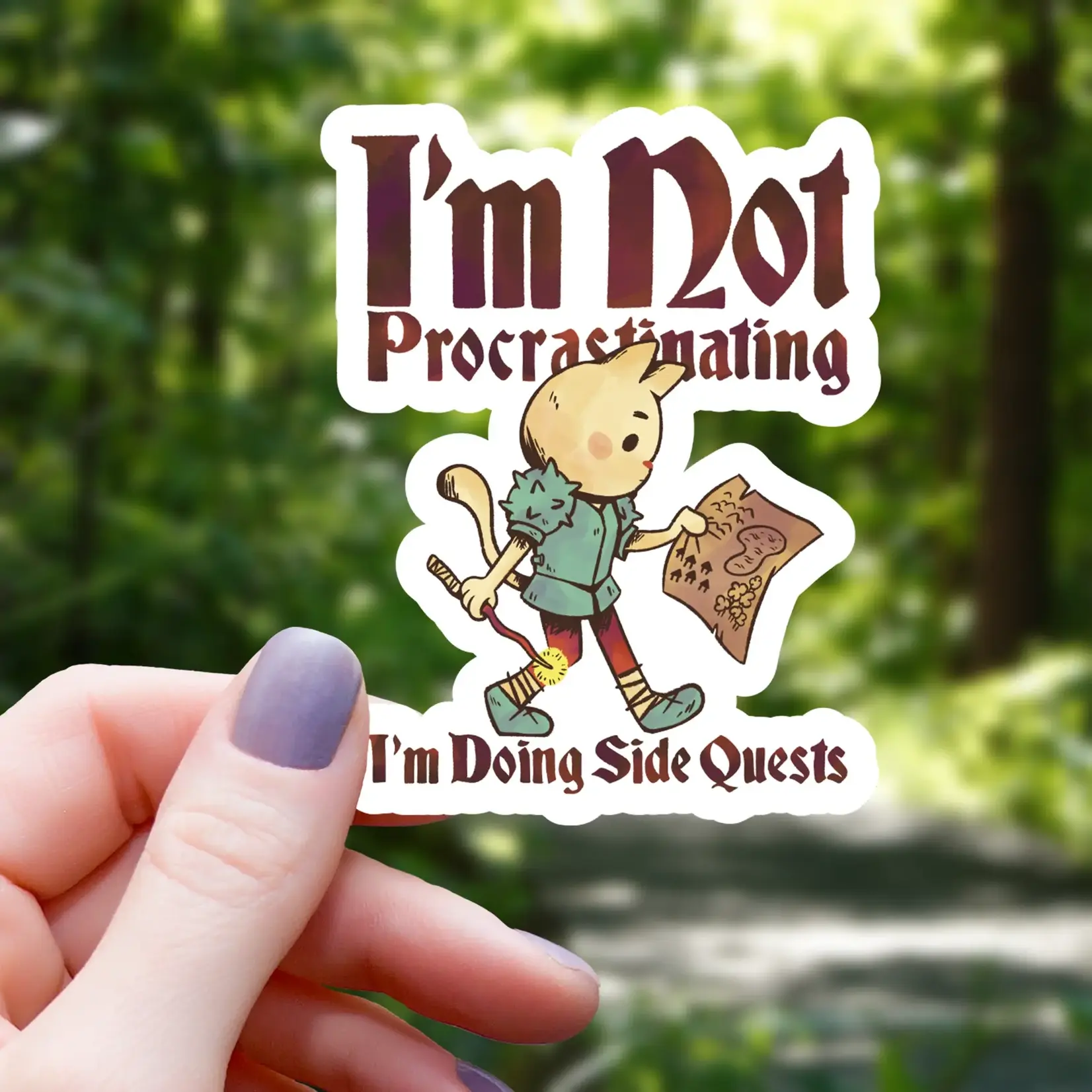 Mimic Gaming Co Sticker: Cat Doing Side Quests - 3"