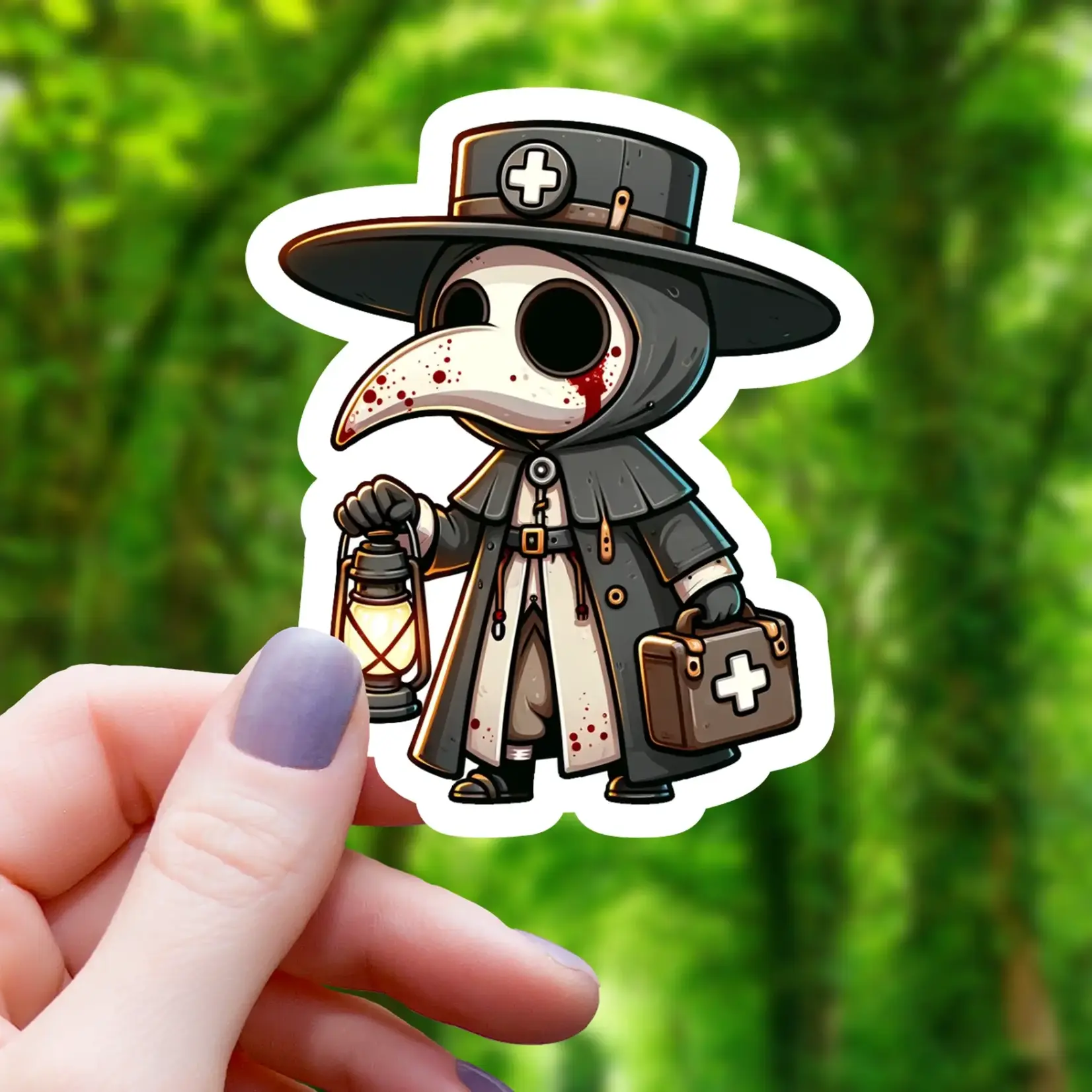 Mimic Gaming Co Sticker: Chibi Plague Doctor With Lantern - 3"