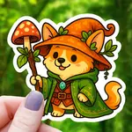 Mimic Gaming Co Sticker: Corgi Druid Ttrpg Class  - 3"