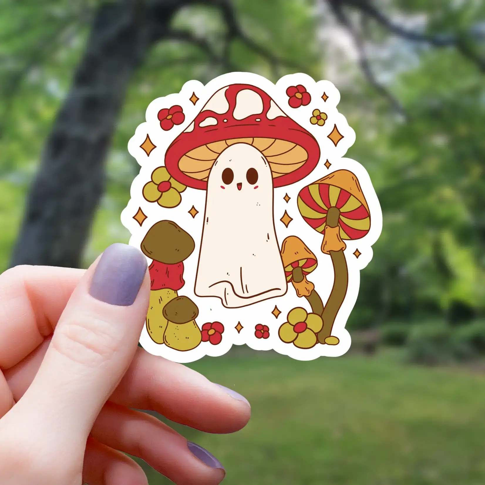 Mimic Gaming Co Sticker: Cottagecore Mushroom Ghost - 3"