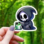 Mimic Gaming Co Sticker: Grim Reaper Petting Frog - 3"