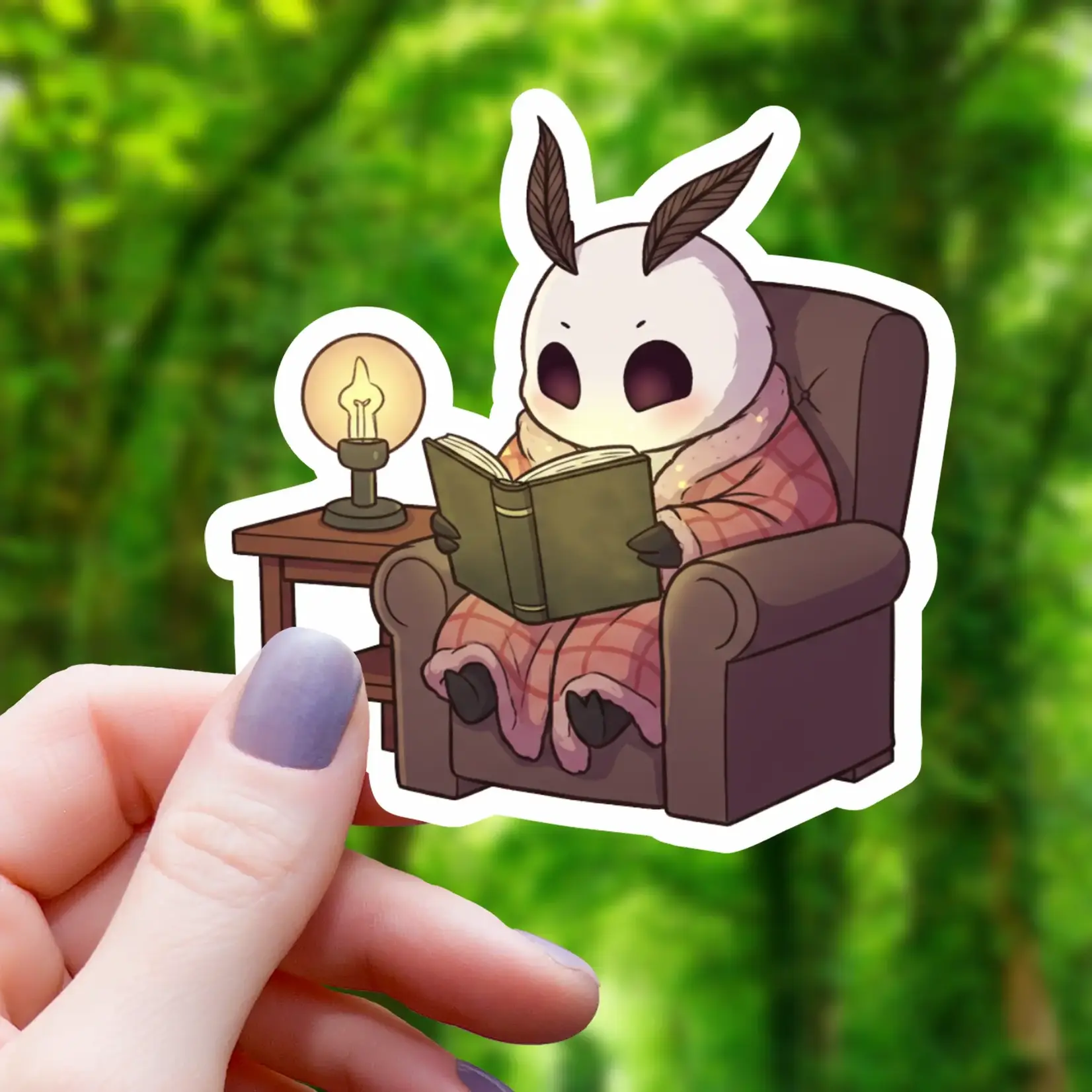 Mimic Gaming Co Sticker: Mothman Reading A Book Recliner  - 3"