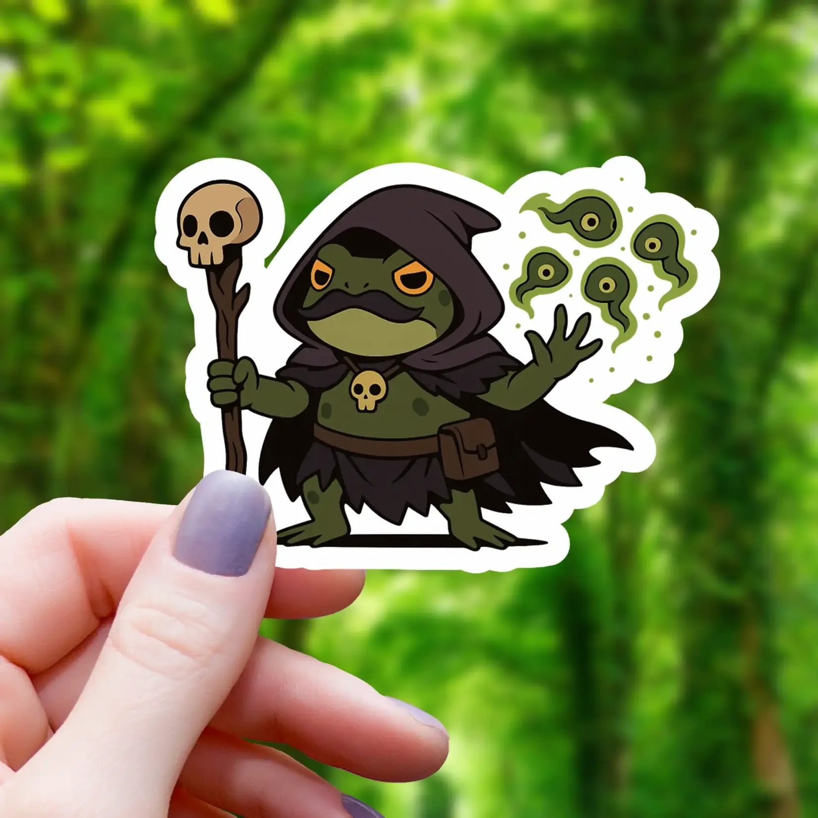 Mimic Gaming Co Sticker: Mustachio Frog Necromancer  - 3"